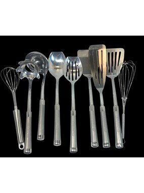 Calphalon 8-Piece Stainless Steel Kitchen Utensil Set with Silver Handles
